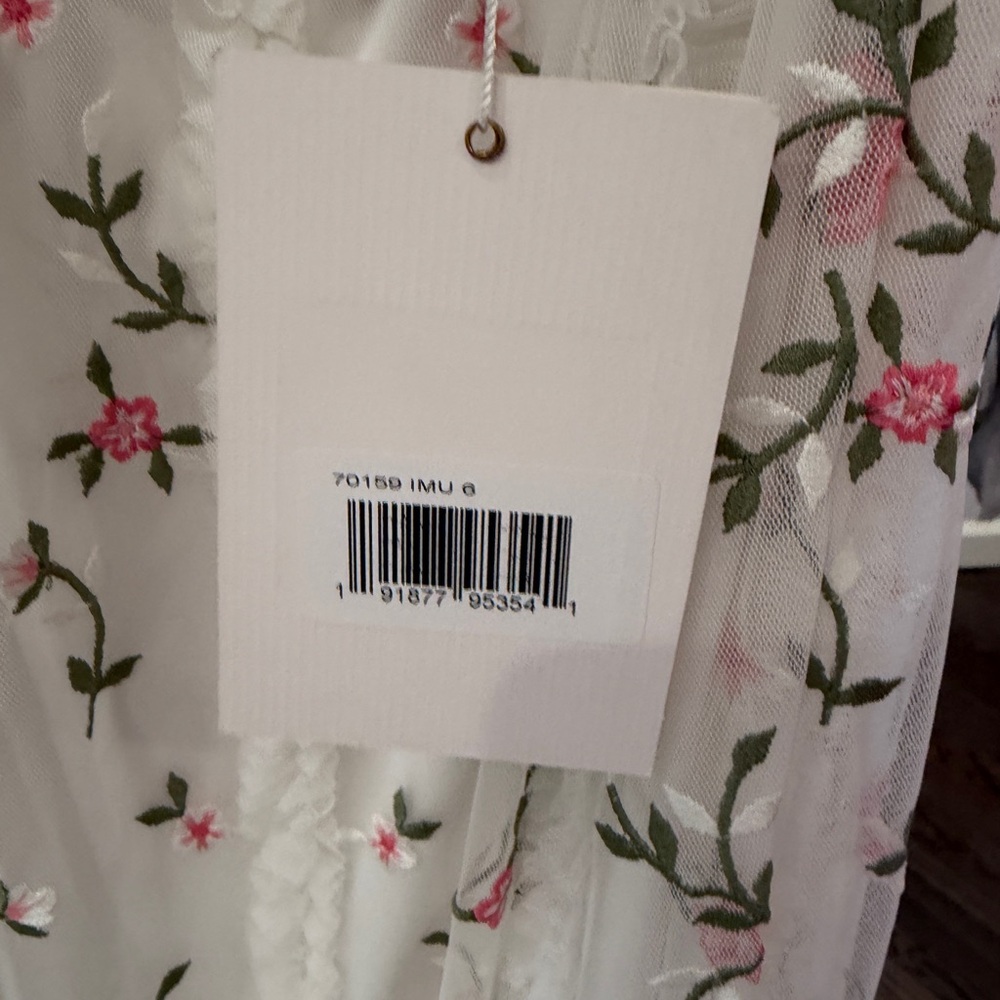 NWT MAC DUGGAL 70159 White Floral long Gown Embellished BRIDAL FORMAL sz 6 - Picture 6 of 11